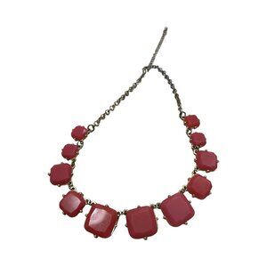 Pink Salmon Stone And Goldtone Necklace Statement Fun Color pop